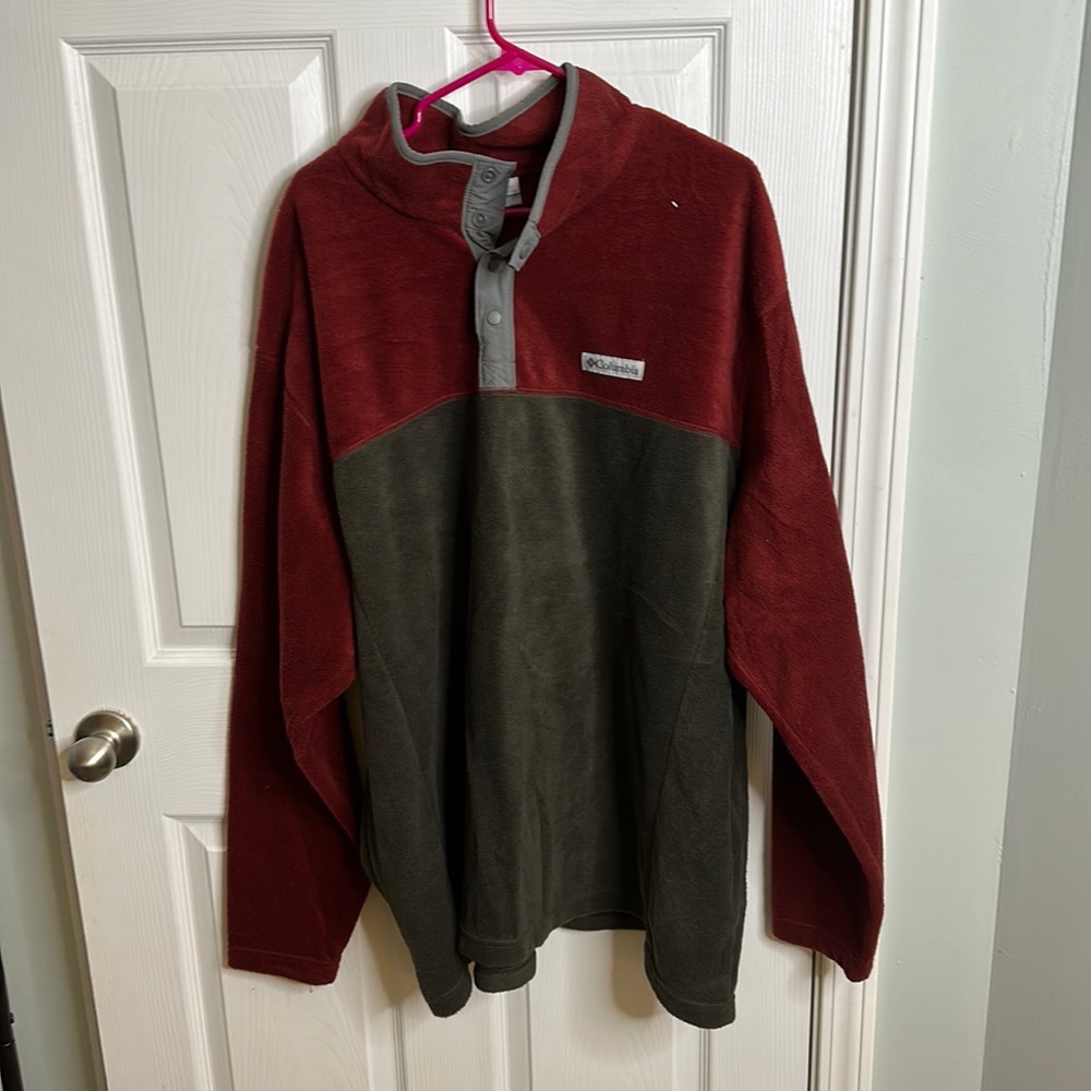 Men’s Columbia Steens Mountain Half Snap Fleece Pullover 4XL burgundy & gray
